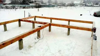 Haus nach Projekt „Dmitrowo“, Dorf Lupychevo: Fundament und Grundrahmen