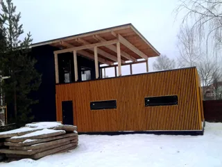 Garage nach Projekt „Garage“, Gebiet Kostroma: Fassadenverkleidung