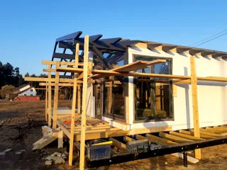 House, “Half-timbered 98” design, Borisovo village: facade finishing