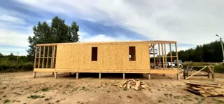 Haus 100 m², Projekt „Barnhouse 76.1“, Dorf Smirnovo: Wandmontage