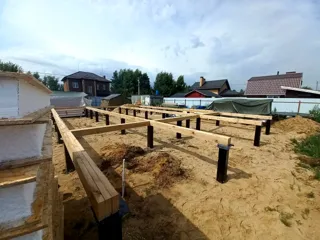 Haus 100 m² nach Projekt „Barnhouse 76.1“, Gebiet Moskau: Fundament und Grundrahmen