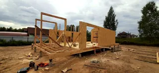 Haus 100 m², Projekt „Barnhouse 76.1“, Dorf Smirnovo: Wandmontage
