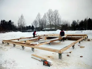 102 m² house based on the “Mistika - E2.8” design, Tutaev: foundation and sill strapping