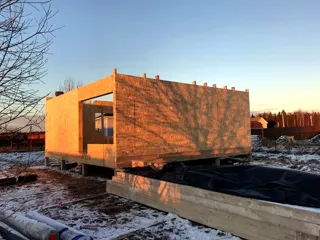 Haus 60 m² nach individuellem Projekt, Dorf Slobodka Sergiev: Wandmontage