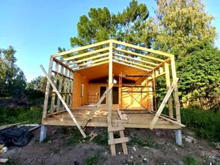 Haus 54 m², Projekt „Barnhouse 39“, Dorf Kalikino: Wandmontage
