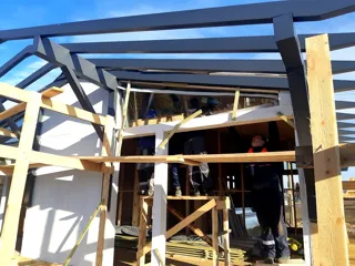 House, “Half-timbered 98” design, Borisovo village: facade finishing