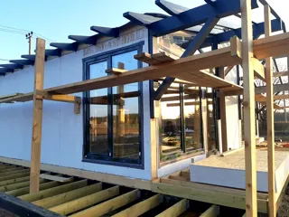 House, “Half-timbered 98” design, Borisovo village: facade finishing