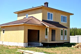 Haus nach Projekt „Slawjanka mini + Garage“, Siedlung Tunoshna: Fertiges Haus