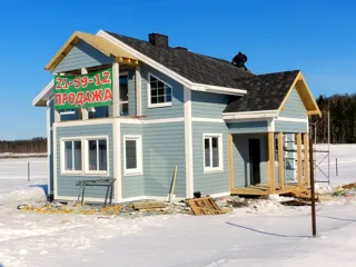 House, “Forvard” design, Olimpiyskaya settlement village: finished building