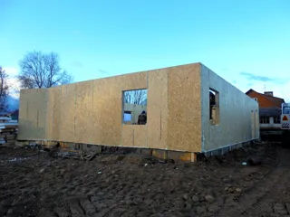 Bathhouse, “Office space 161.13” design, Suzdal: wall assembly