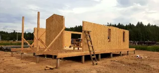 Haus 100 m², Projekt „Barnhouse 76.1“, Dorf Smirnovo: Wandmontage