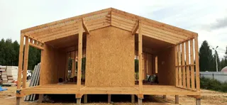 Haus 100 m², Projekt „Barnhouse 76.1“, Dorf Smirnovo: Wandmontage