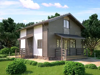 Haus mit 103,2 m² nach dem Projekt „Ermak“, Siedlung Iskra Oktyabrya