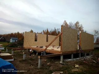 Haus nach Projekt „Chalet 76.3“, Gebiet Iwanowo: Wandmontage