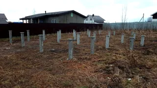 Haus nach Projekt „Jessentuki 8x8“, Dorf Kadnikovo: Fundament und Grundrahmen