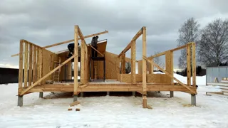 House based on the “Chalet-100 2150” design, Ivanovo Region: wall assembly