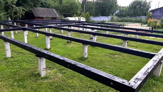 House built to a custom design, Shurintsevo village: foundation and sill strapping