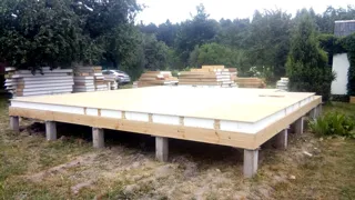 Haus 86 m² nach Projekt „Solo“, Dorf Bogorodskoe: Fundament und Grundrahmen