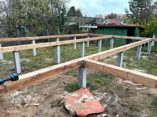 Haus nach Projekt „Mistika - E2.8“, Gebiet Nischni Nowgorod: Fundament und Grundrahmen