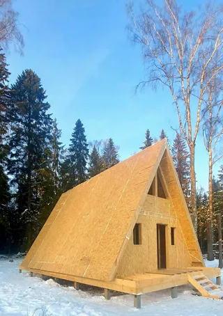 “A-Frame Altay” projesine göre ev, Moskova bölgesi: tamamlanmış ev