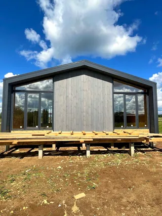 Haus nach Projekt „Barnhouse 84.2“, Dorf Ivantsevo: Fassadenverkleidung