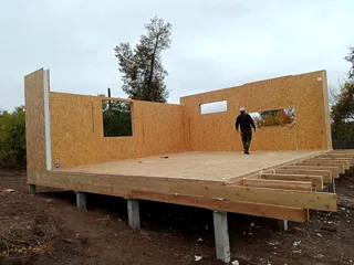 Haus 54 m², Projekt „N4O-54“, Dorf Lezhnevo: Wandmontage