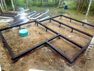 Haus nach individuellem Projekt, Gebiet Iwanowo: Fundament und Grundrahmen