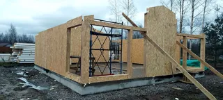 98 m² house, “Half-timbered 98” design, SNT “Kovalyovo”: wall assembly