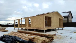 House based on the “Chalet-100 2150” design, Ivanovo Region: wall assembly