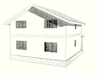 Haus nach individuellem Entwurf, Dorf Greshnevo: Projektvisualisierung