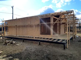 House, “Half-timbered 98” design, Borisovo village: facade finishing