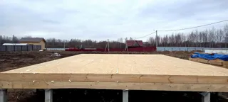 Custom-design house, Pavlikovo village: SIP panel floor at elevation 0