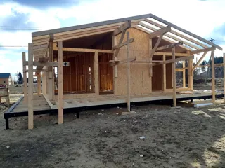 House, “Half-timbered 98” design, Borisovo village: facade finishing