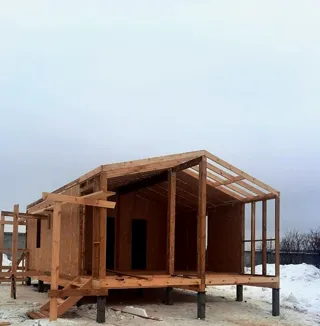 Haus 54 m², Projekt „Barnhouse 39“, SNT „Parus“: Wandmontage