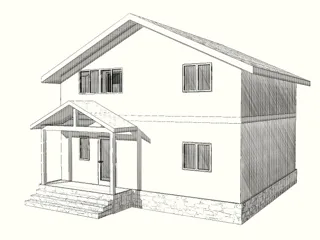 Haus nach individuellem Entwurf, Dorf Greshnevo: Projektvisualisierung