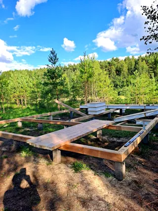 Haus 64 m² nach individuellem Projekt, Dorf Seltso-Podelyshevo: Fundament und Grundrahmen